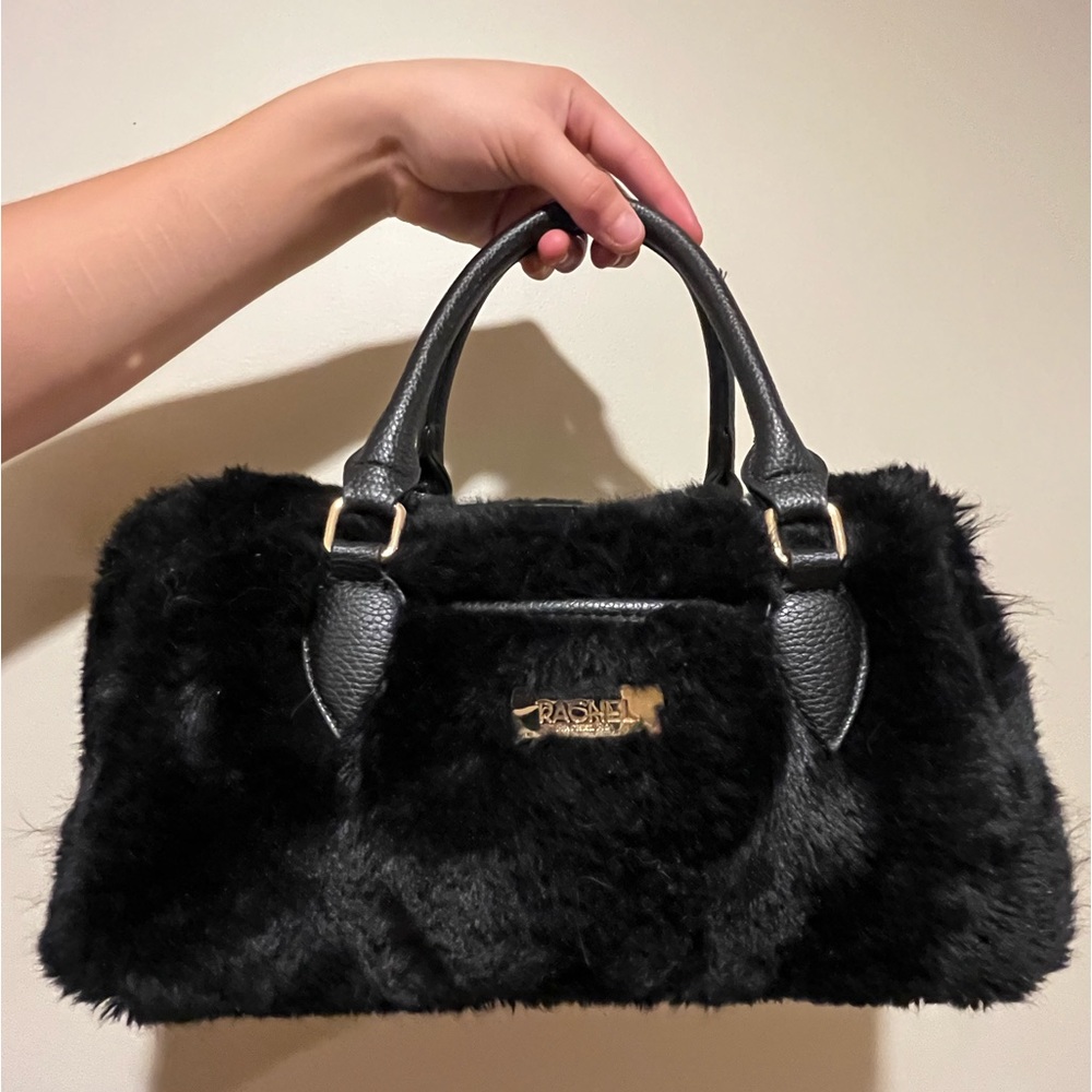 Rachel Roy black furry purse.